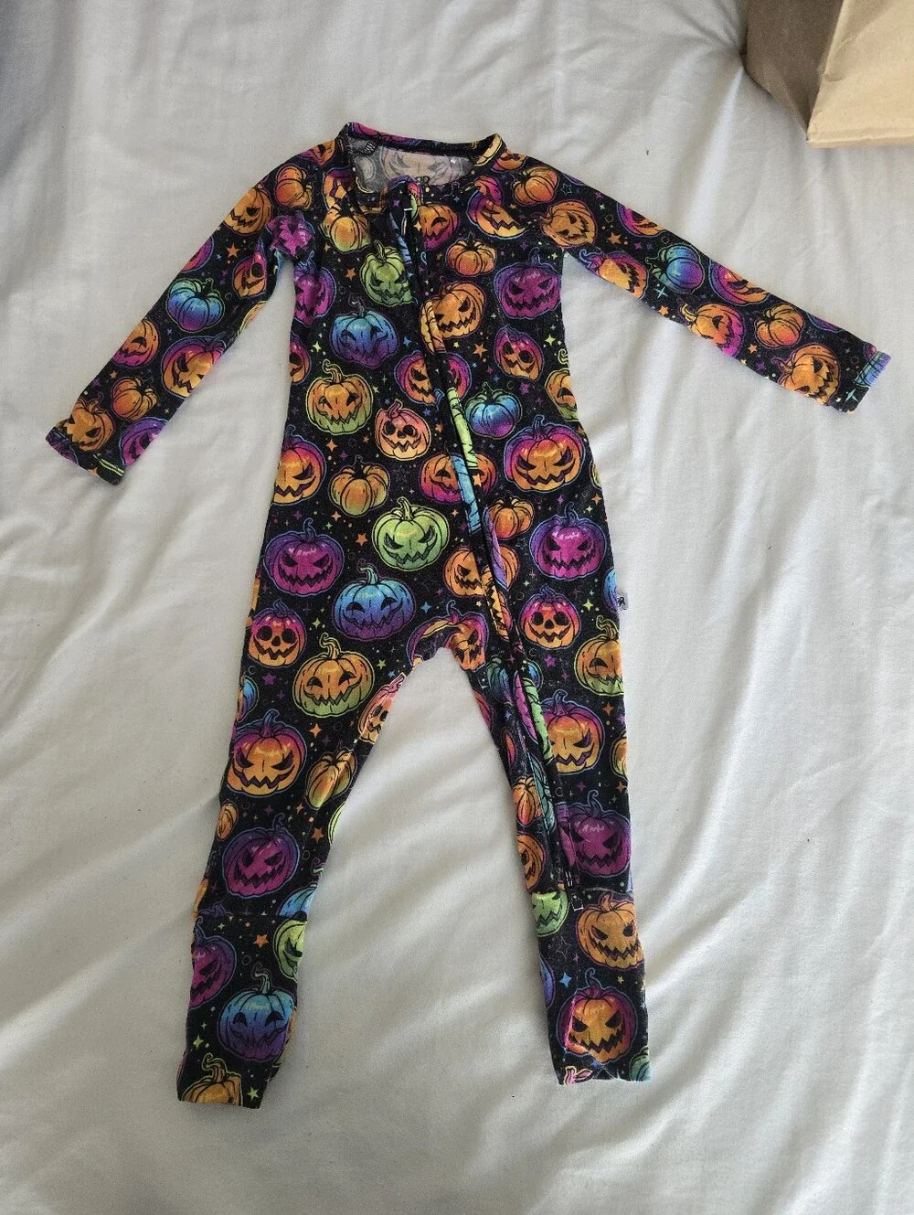 Bums & Roses Halloween Pumpkin Zipper One-Piece Pajamas